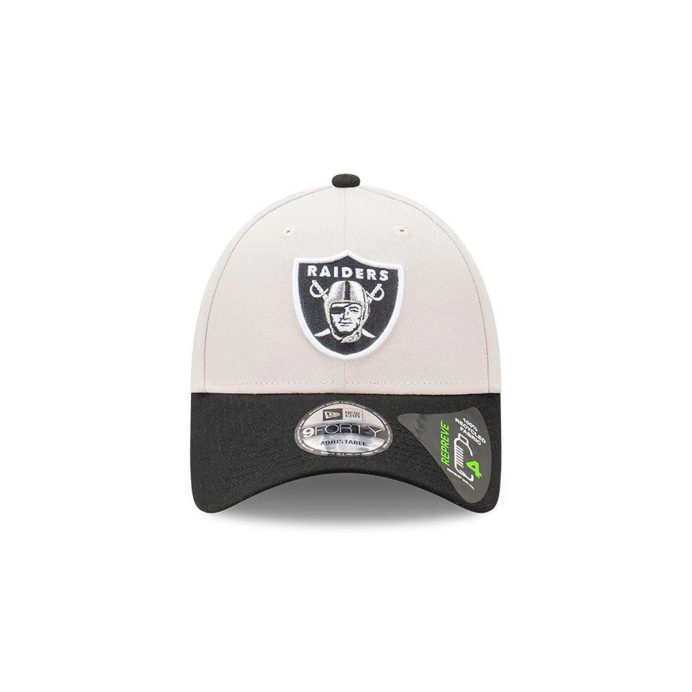 Las Vegas Raiders Hat - Repreve 2-Tone Stone Black NFL 9Forty Strapback Cap - New Era